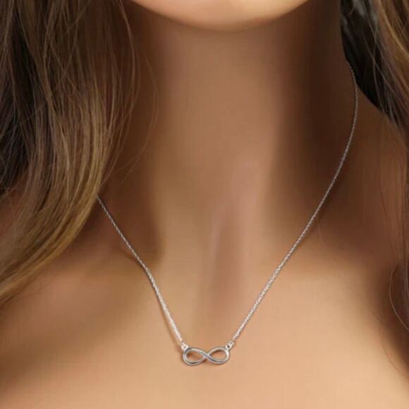 Sterling Silver Small Infinity Sign Necklace New - Picture 2 of 5